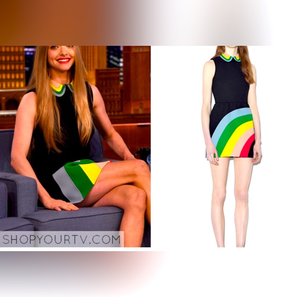 Red Valentino rainbow dress rare seen on tv 2015 limited ed sz 42